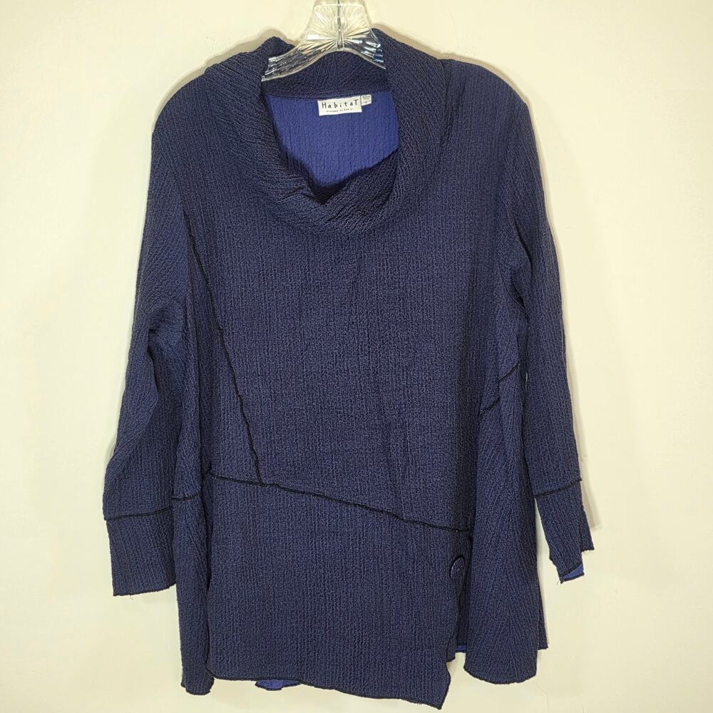 Habitat Womens Purple Layered Cowl Neck Top Long Sleeve Textured Lagenlook Large